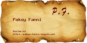 Paksy Fanni névjegykártya